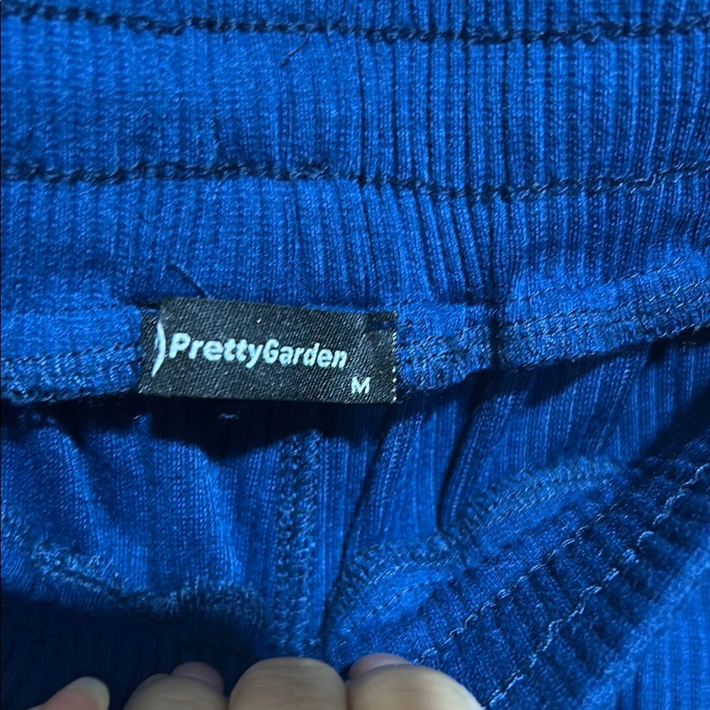 Ribbed Blue Half-Zip Top set with the cuffed pants to match - Picture 6 of 8